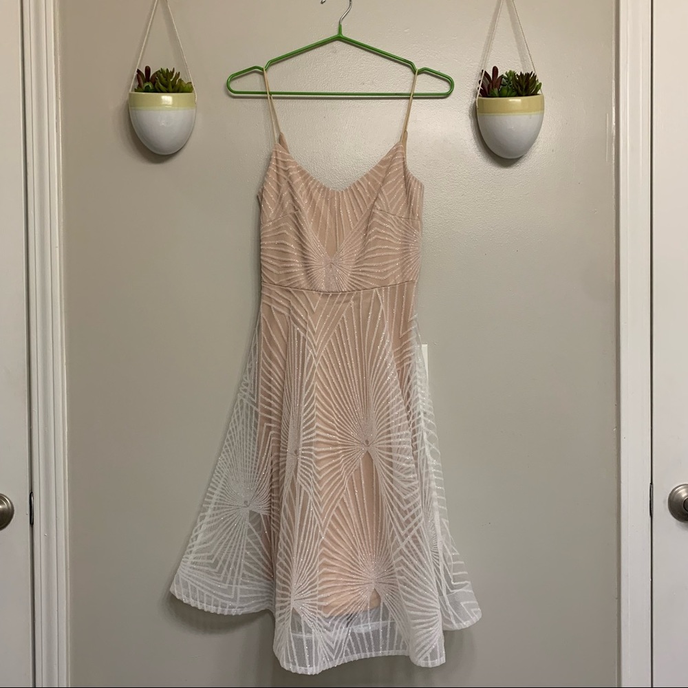Champagne Nude w/White Glitter A-Line Lowback Uninss Clothing Dress
